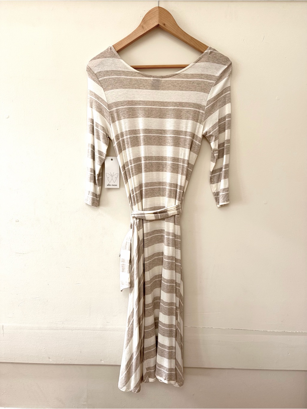 Nwt Ella Moss Striped Tie-Waist Midi Dress — image 2 of 8